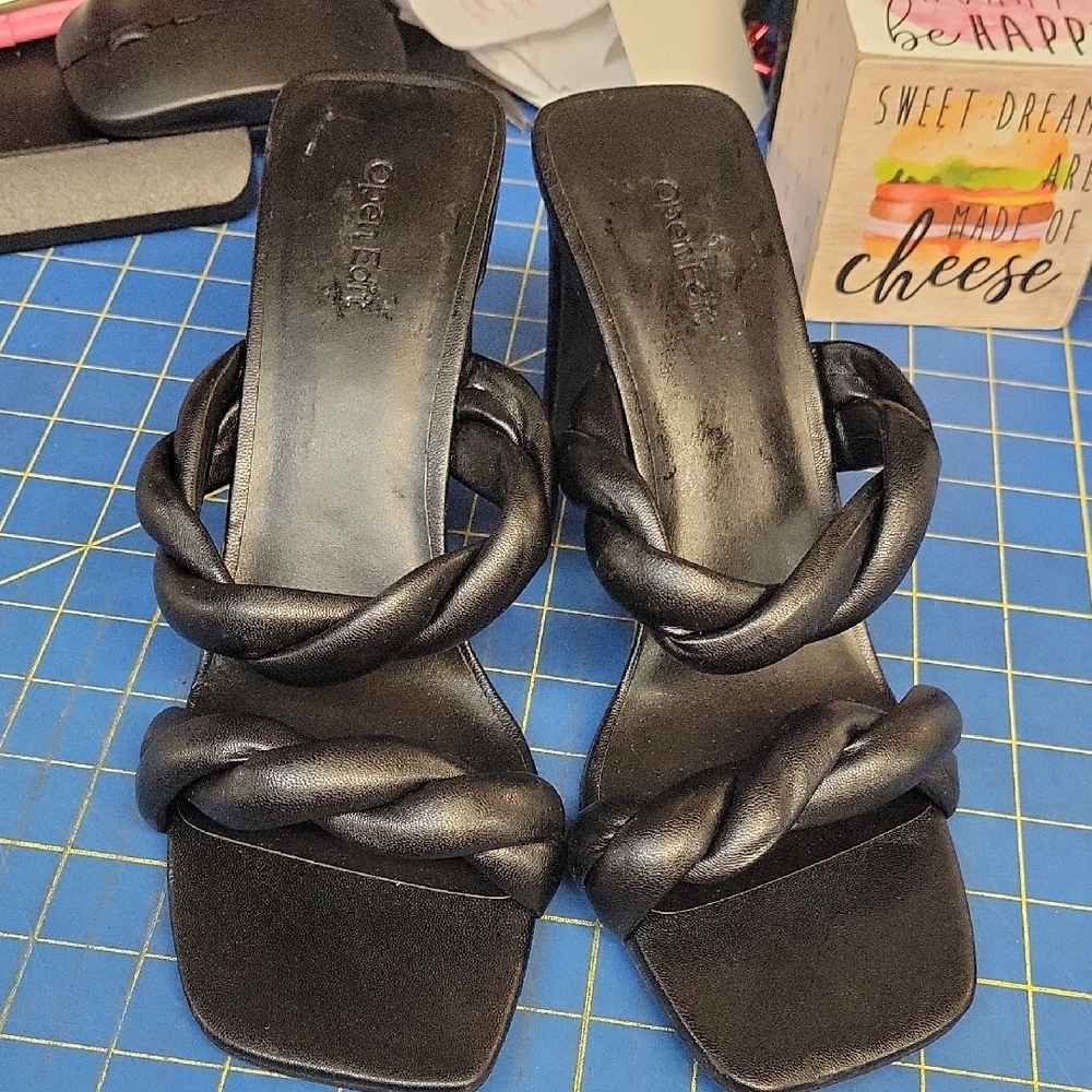 Open Edit Remmy Twist Black Heeled Sandal 10M